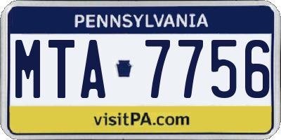 PA license plate MTA7756