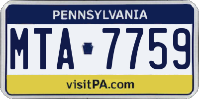 PA license plate MTA7759