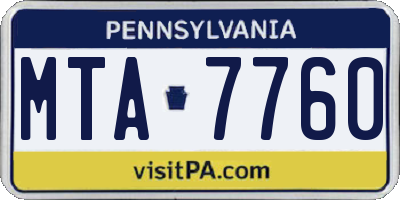 PA license plate MTA7760