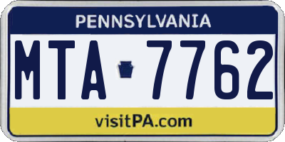 PA license plate MTA7762