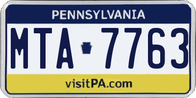 PA license plate MTA7763