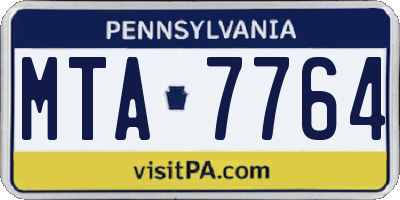 PA license plate MTA7764