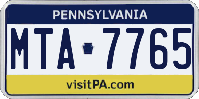 PA license plate MTA7765