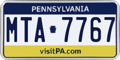 PA license plate MTA7767