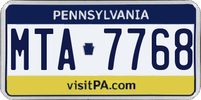PA license plate MTA7768