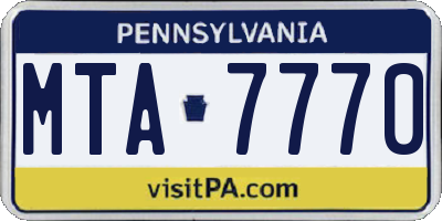 PA license plate MTA7770