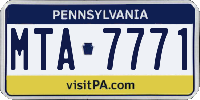 PA license plate MTA7771