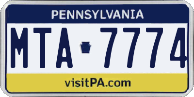 PA license plate MTA7774