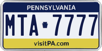 PA license plate MTA7777