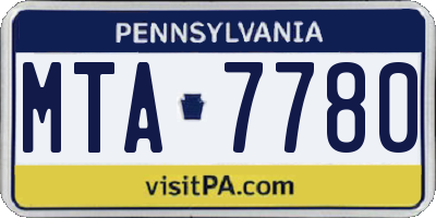 PA license plate MTA7780