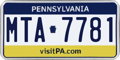 PA license plate MTA7781