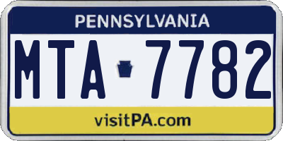 PA license plate MTA7782