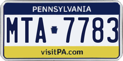 PA license plate MTA7783