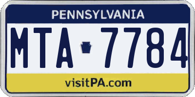 PA license plate MTA7784