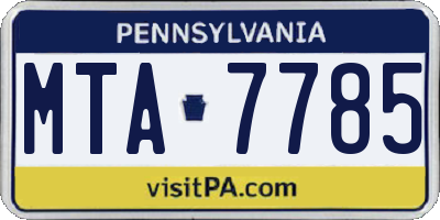 PA license plate MTA7785