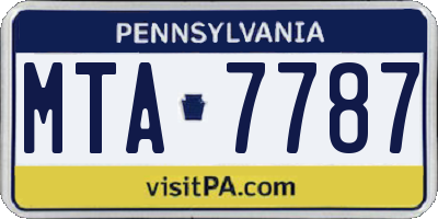 PA license plate MTA7787