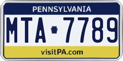 PA license plate MTA7789