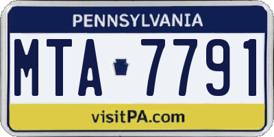 PA license plate MTA7791