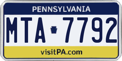 PA license plate MTA7792