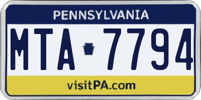 PA license plate MTA7794