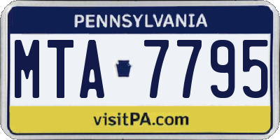 PA license plate MTA7795