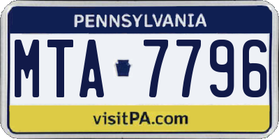 PA license plate MTA7796