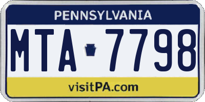 PA license plate MTA7798
