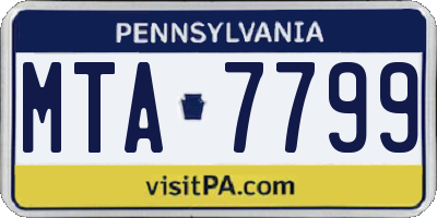 PA license plate MTA7799