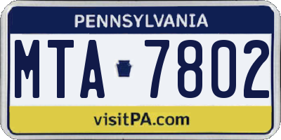 PA license plate MTA7802