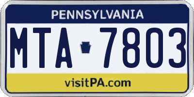 PA license plate MTA7803