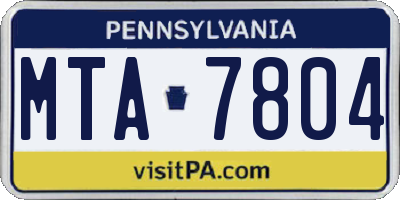 PA license plate MTA7804