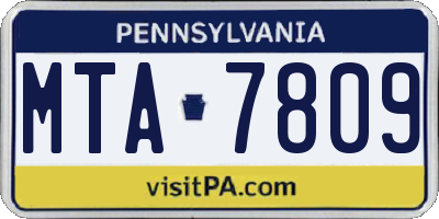 PA license plate MTA7809