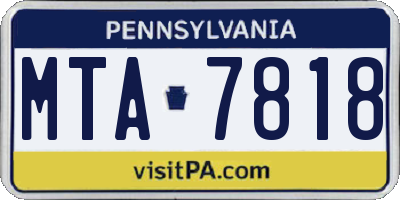 PA license plate MTA7818