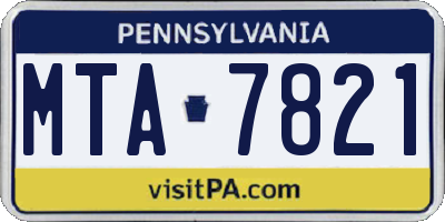 PA license plate MTA7821