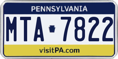 PA license plate MTA7822