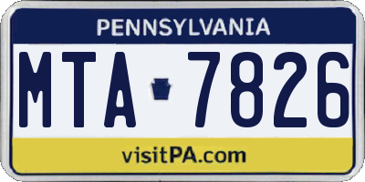 PA license plate MTA7826
