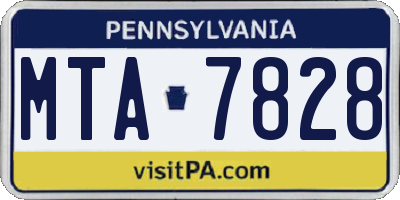 PA license plate MTA7828