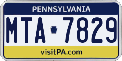 PA license plate MTA7829