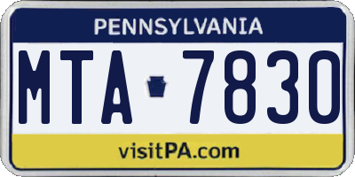PA license plate MTA7830
