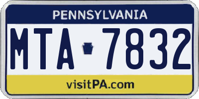 PA license plate MTA7832