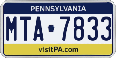 PA license plate MTA7833