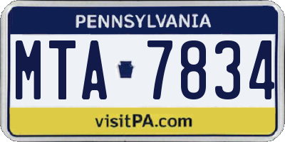PA license plate MTA7834