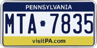 PA license plate MTA7835
