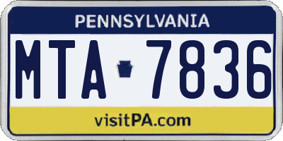 PA license plate MTA7836