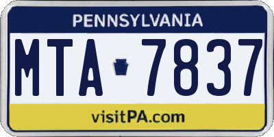 PA license plate MTA7837
