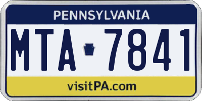 PA license plate MTA7841