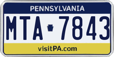 PA license plate MTA7843