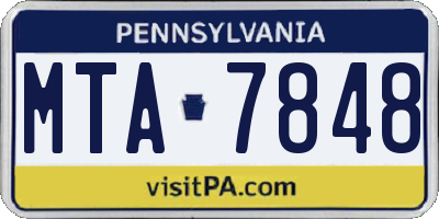 PA license plate MTA7848