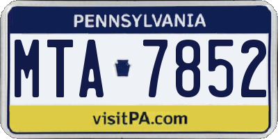 PA license plate MTA7852