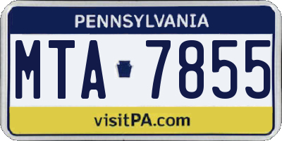 PA license plate MTA7855